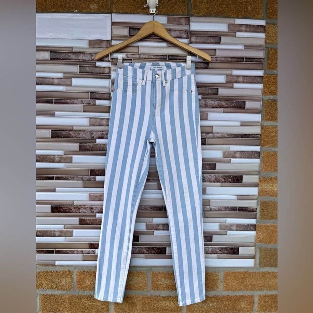 Good American Baby Blue white stipe jeans size 24